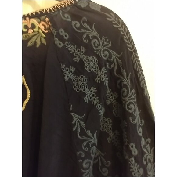 SOLD_SOLD_SOLD!!  JOHNNY WAS Vista Blouse Blue Night Embroidered Boho Tunic Top - Picture 10 of 11